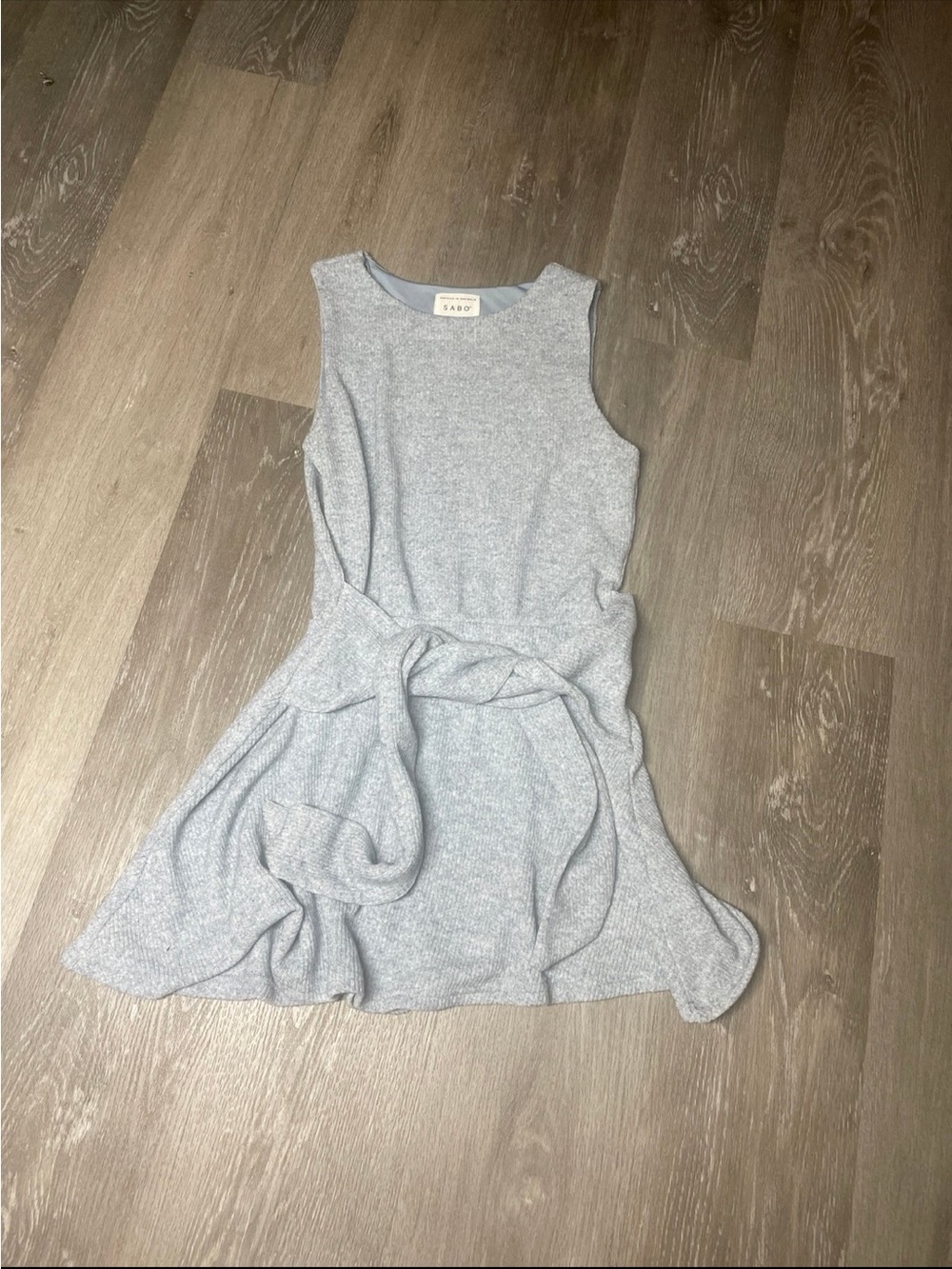 Sabo 4 Knit Sleeveless Tie-Waist Dress in Light Blue